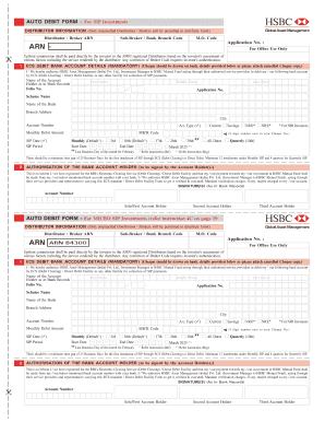 Auto Debit Form for SIP Investments