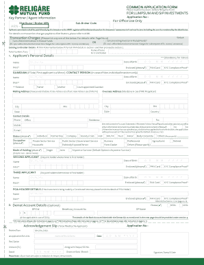 Mutual Fund Investment Application Form