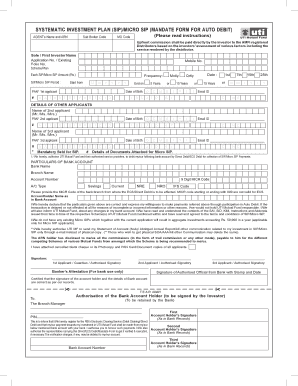 Systematic Investment Plan (SIP) Mandate Form
