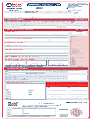 Kotak Mahindra Mutual Fund Application Form