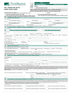 Mutual Fund SIP Auto Debit Form