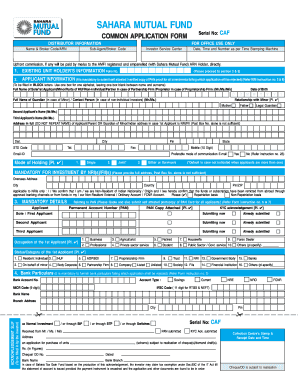 Sahara Mutual Fund Common Application Form