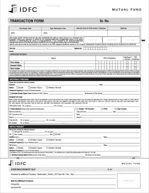 IDFC Mutual Fund Transaction Form