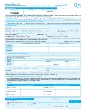 Deutsche Mutual Fund SIP Form