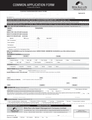 Common Application Form for Mutual Fund Investment