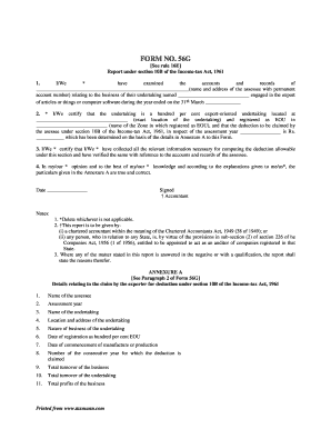 Form 56G - 100% Export-Oriented Undertaking Certificate