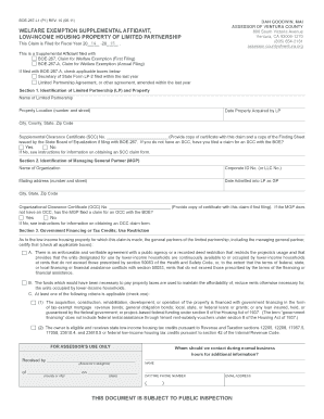 California Welfare Exemption Supplemental Affidavit