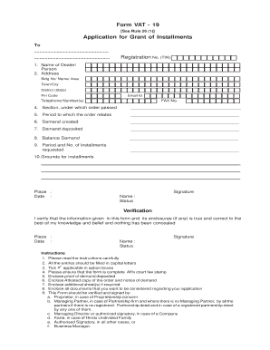 VAT Installment Application Form