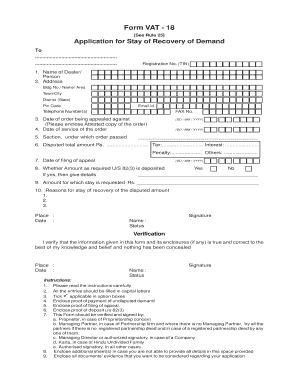 VAT Stay of Recovery Application