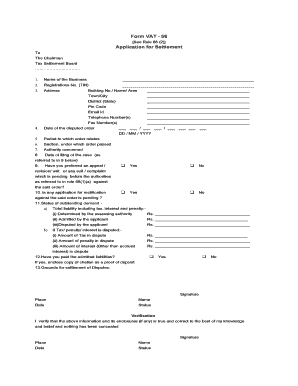 VAT 56 Application for Settlement