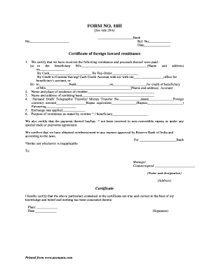 Certificate of Foreign Inward Remittance