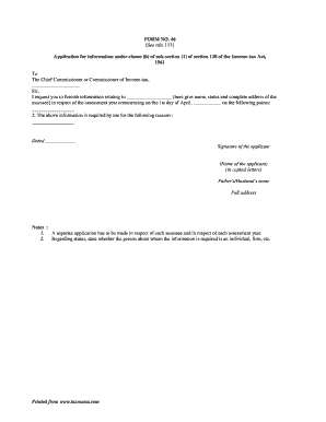 Income Tax Information Request Form