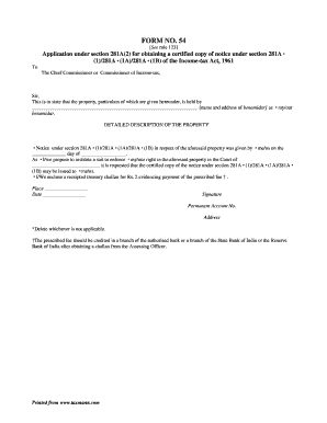 Form 54 Application for Certified Copy of Notice