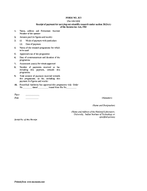 Form 3CI Receipt for Scientific Research Payment