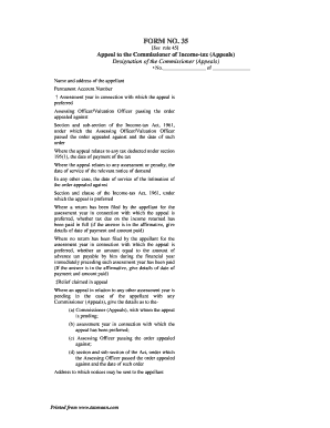 Appeal to Commissioner of Income-tax (Appeals) Form 35