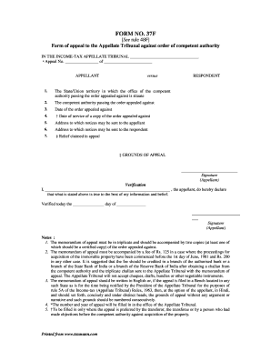 Income Tax Appeal Form 37F