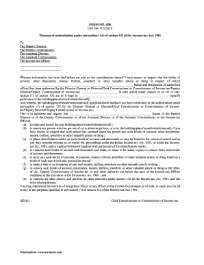 Income Tax Search Warrant Form 45B