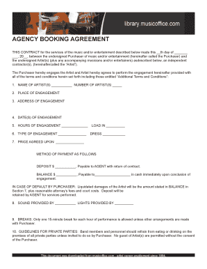 Agency Booking Agreement