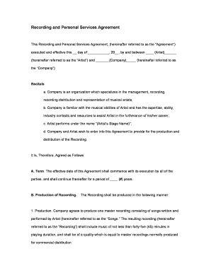 Recording and Personal Services Agreement