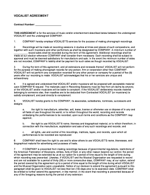 Vocalist Agreement