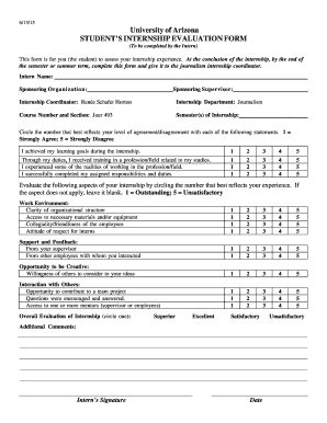Student Internship Evaluation Form