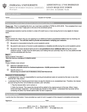Additional Unsubsidized Loan Request Form