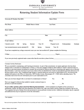 Returning Student Information Update Form