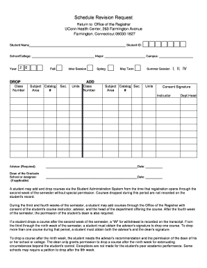 Schedule Revision Request Form