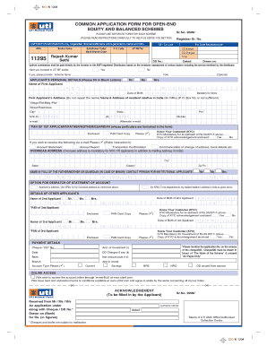 UTI Mutual Fund Application Form
