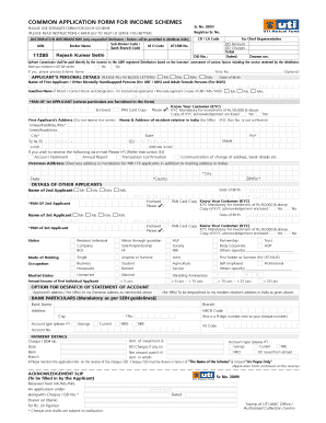 UTI Mutual Fund Application Form