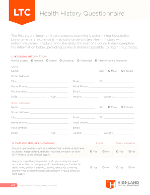 Long-Term Care Health History Questionnaire