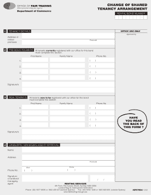 NSW Change of Shared Tenancy Arrangement