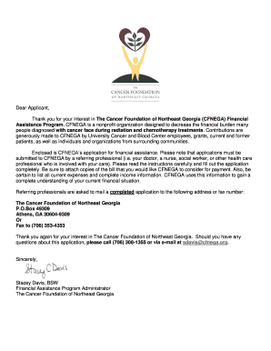 Cancer Foundation Financial Assistance Application