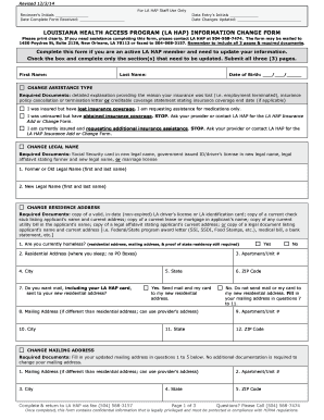 Louisiana Health Access Program Information Change Form