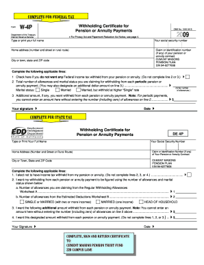 Form W-4P Withholding Certificate for Pension or Annuity Payments