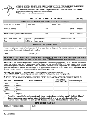 Cement Masons Beneficiary Enrollment Form