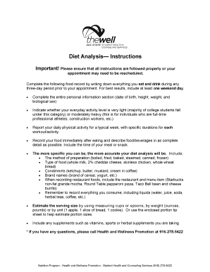 Diet Analysis Form