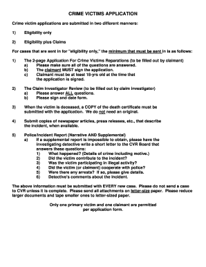 Louisiana Crime Victims Reparations Application