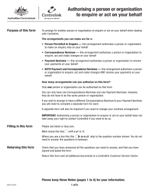 Centrelink Authorisation Form