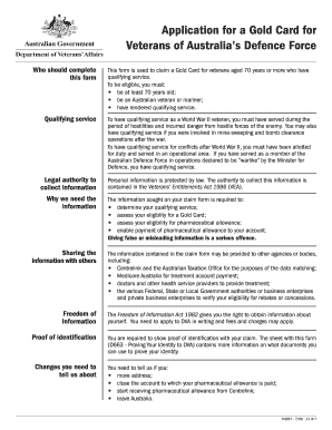 Application for Veterans Gold Card