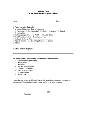 Cardiac Rehabilitation Program Referral Form