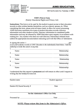 FERPA Waiver Form
