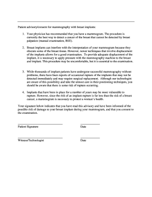 Patient Consent for Mammography with Breast Implants