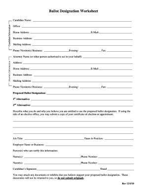 Ballot Designation Worksheet