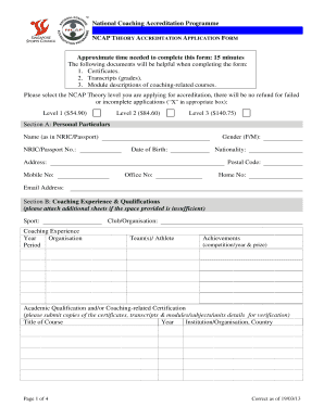 NCAP Theory Accreditation Application Form