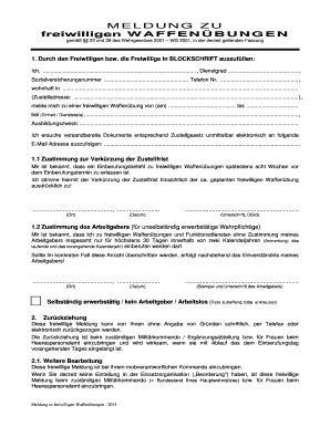 Meldung zu freiwilligen Waffenübungen