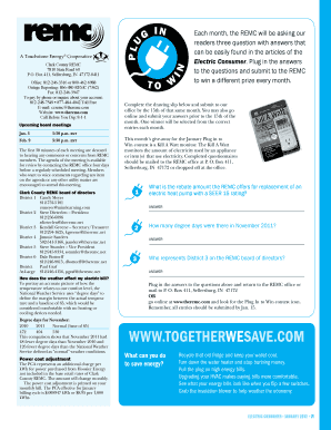 Clark County REMC Monthly Contest Entry Form
