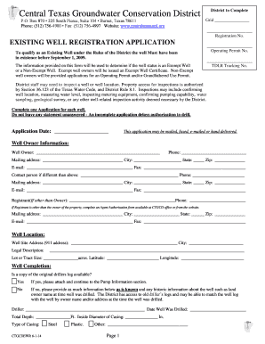 Texas Existing Well Registration Application