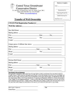 Texas Well Ownership Transfer Form