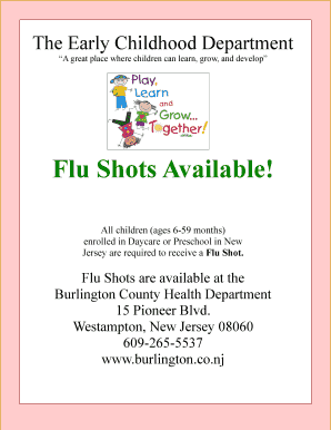 New Jersey Flu Shot Documentation Form